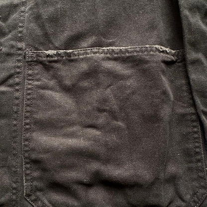 US NAVY Denim Jacket Black L Vintage Processed Canvas Shawl Collar JAPAN