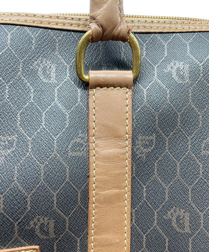 Dior Honeycomb Hand Bag Black Canvas Leather Vintage Authentic