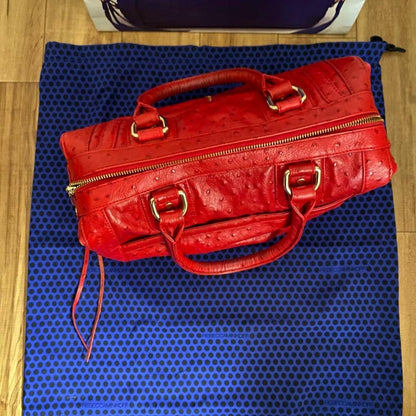 Rebecca Minkoff Boston Bag Morning After Bag Red Cowhide Ostrich design Medium