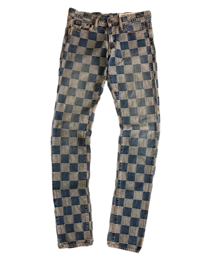 KAPITAL Ichimatsu Patchwork Denim Pants 28 Used Blue Jeans JAPAN