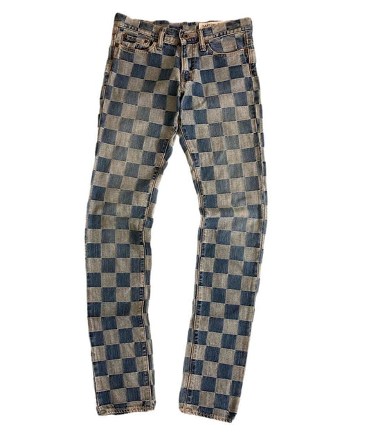 KAPITAL Ichimatsu Patchwork Denim Pants 28 Used Blue Jeans JAPAN