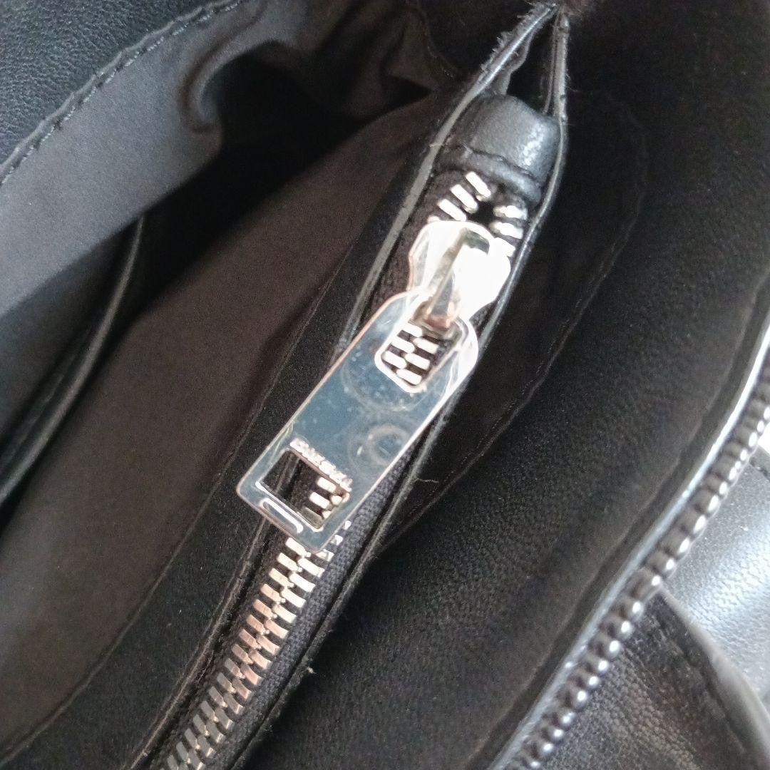 DIESEL Embossed Logo Black Leather Shoulder Bag Monogram Handbag Excellent Cond