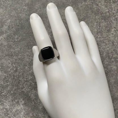 Mexican Jewelry Silver Onyx Signet Ring Black