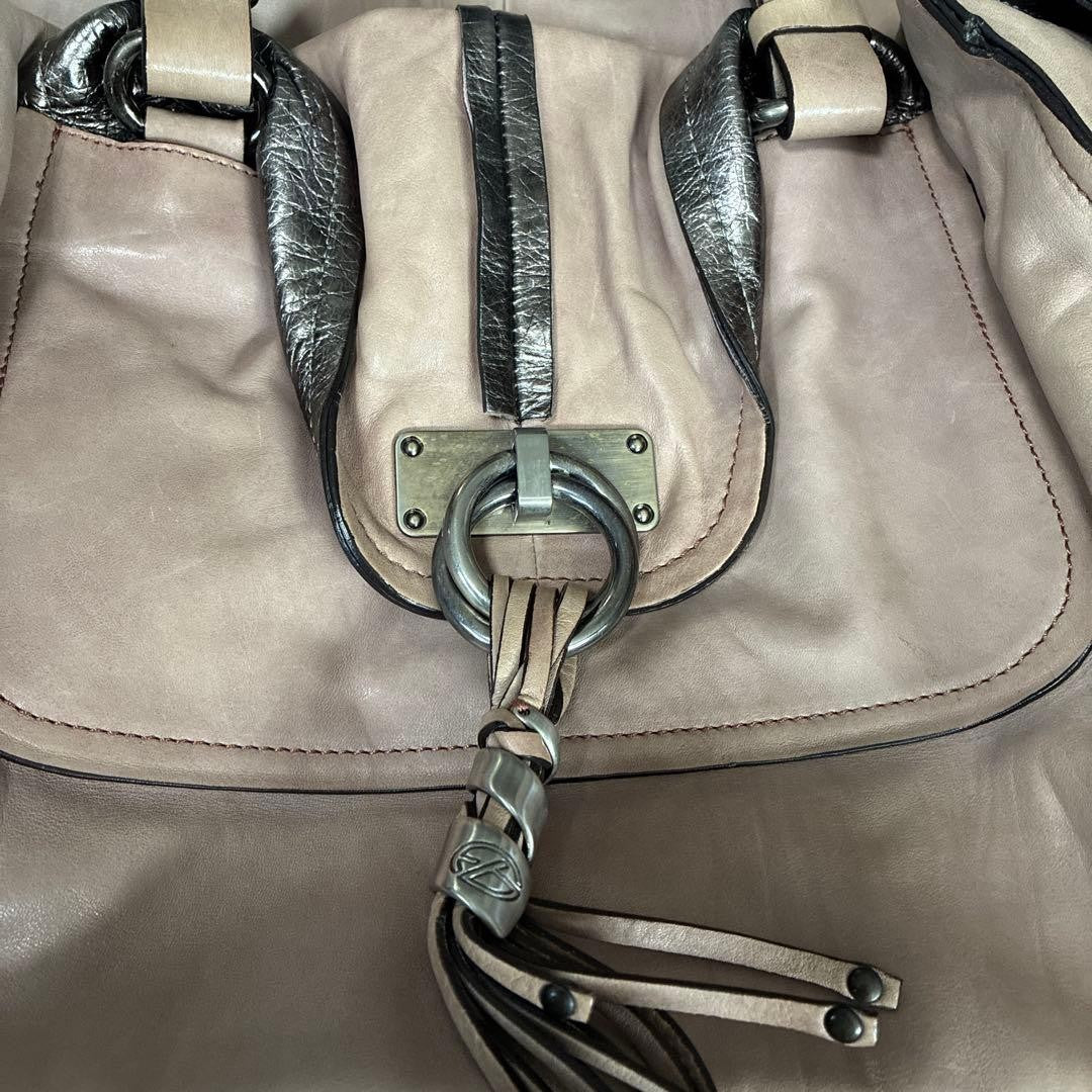 FRANCESCO BIASIA Tote bag Leather Pink Beige Authentic
