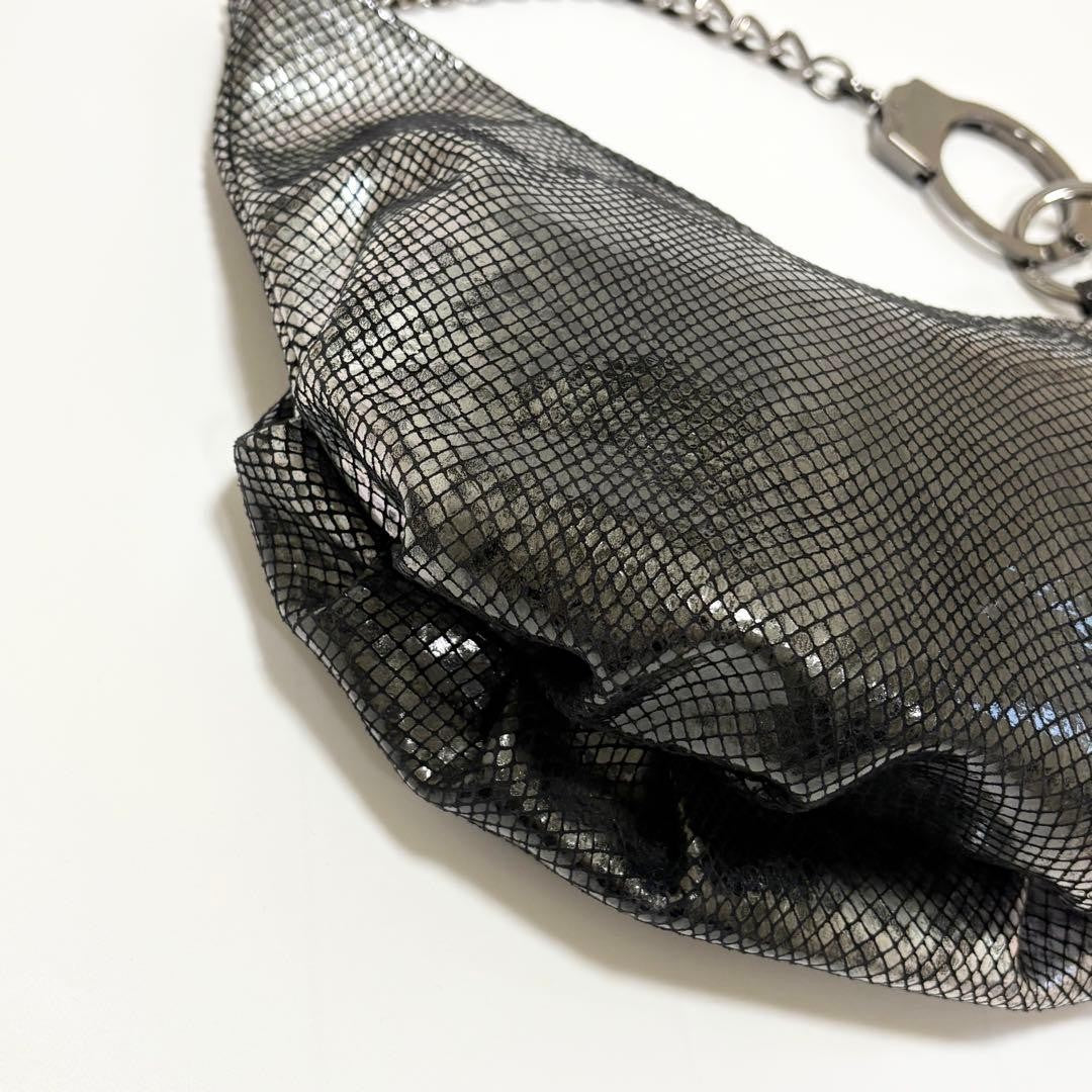 RARE CUFFZ BY LINZ Handcuff Bag Black Pattern Embossed Enamel Y2K