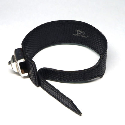 HERMES Artemis Twareg Bracelet Ag925 Lizard Black Unisex Jewelry Accessory Men