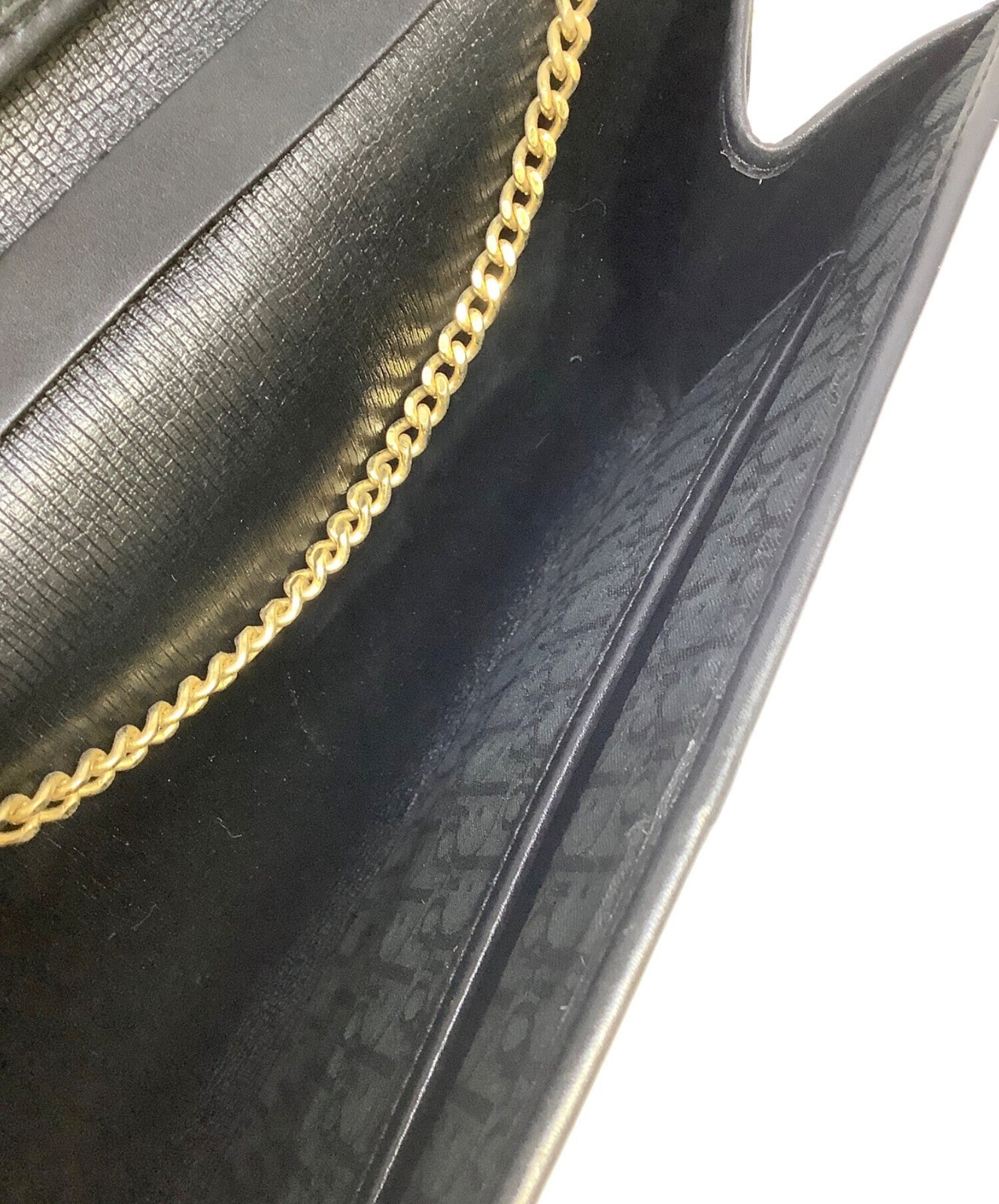 Dior Trotter Chain Shoulder Crossbody Bag Black Canvas Leather Vintage Authentic