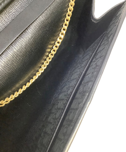 Dior Trotter Chain Shoulder Crossbody Bag Black Canvas Leather Vintage Authentic