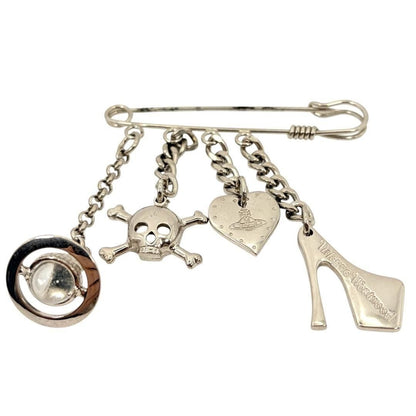 VIVIENNE WESTWOOD Silver Orb Safety Pin Brooch Rare Designer Charm