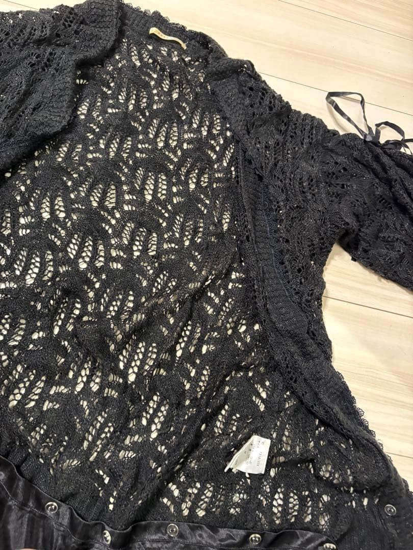 Axes Femme Black Ruffle Cardigan Long Sleeve Japan