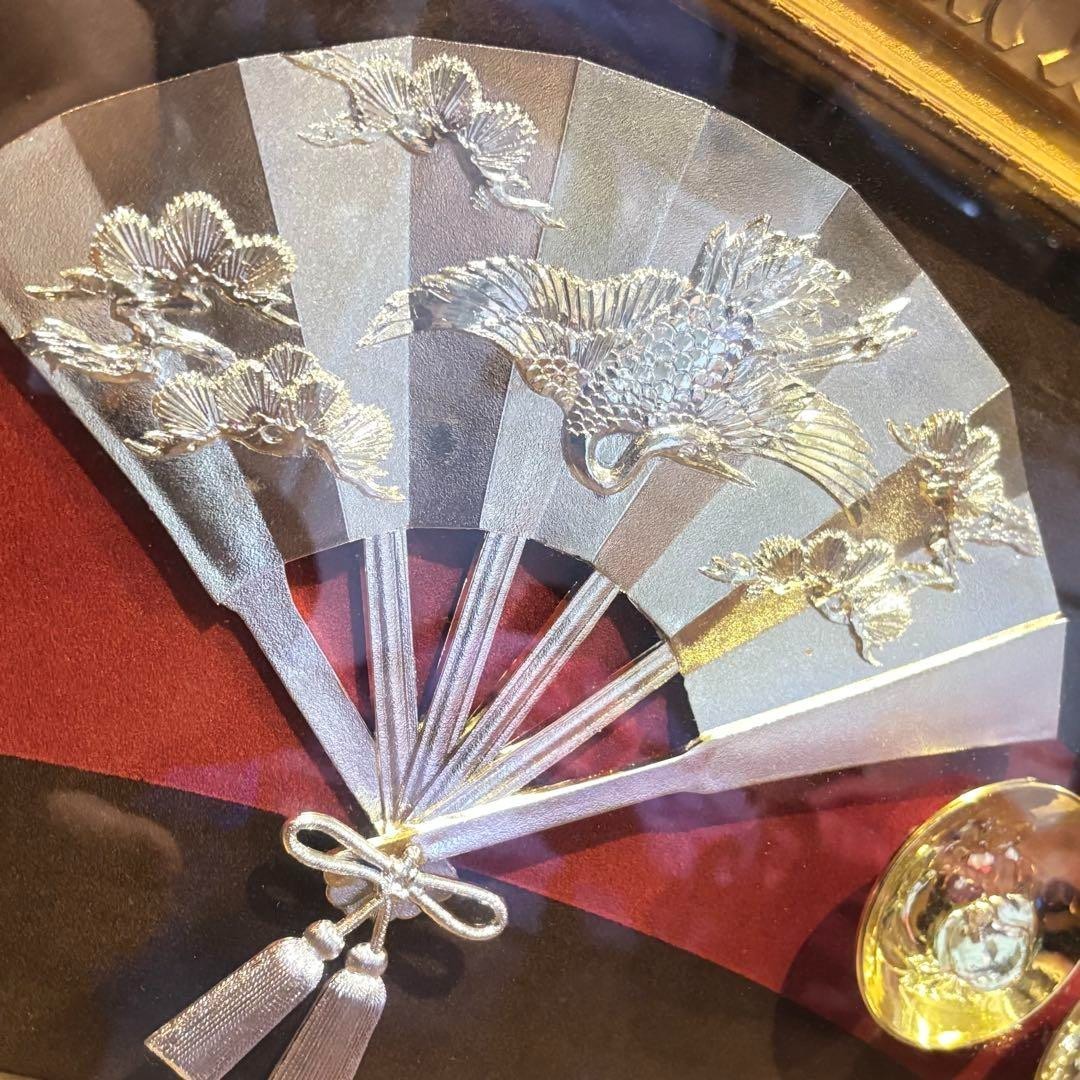 Seven Lucky Gods Fan Gold Cup 24KGP Wall Hanging Ornament