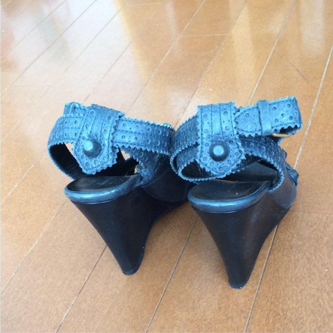 Rare Balenciaga Wedge Sole Sandals Blue Green Size 36 (23cm) Excellent Condition