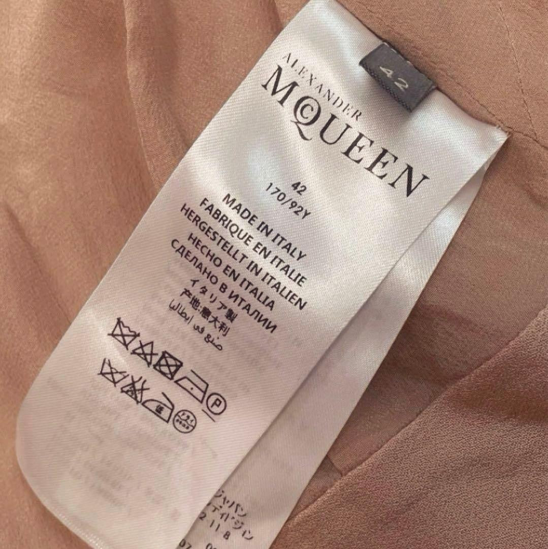 ALEXANDER McQUEEN Shirt Dress Coral Pink Beige Size 42 Long Sleeve